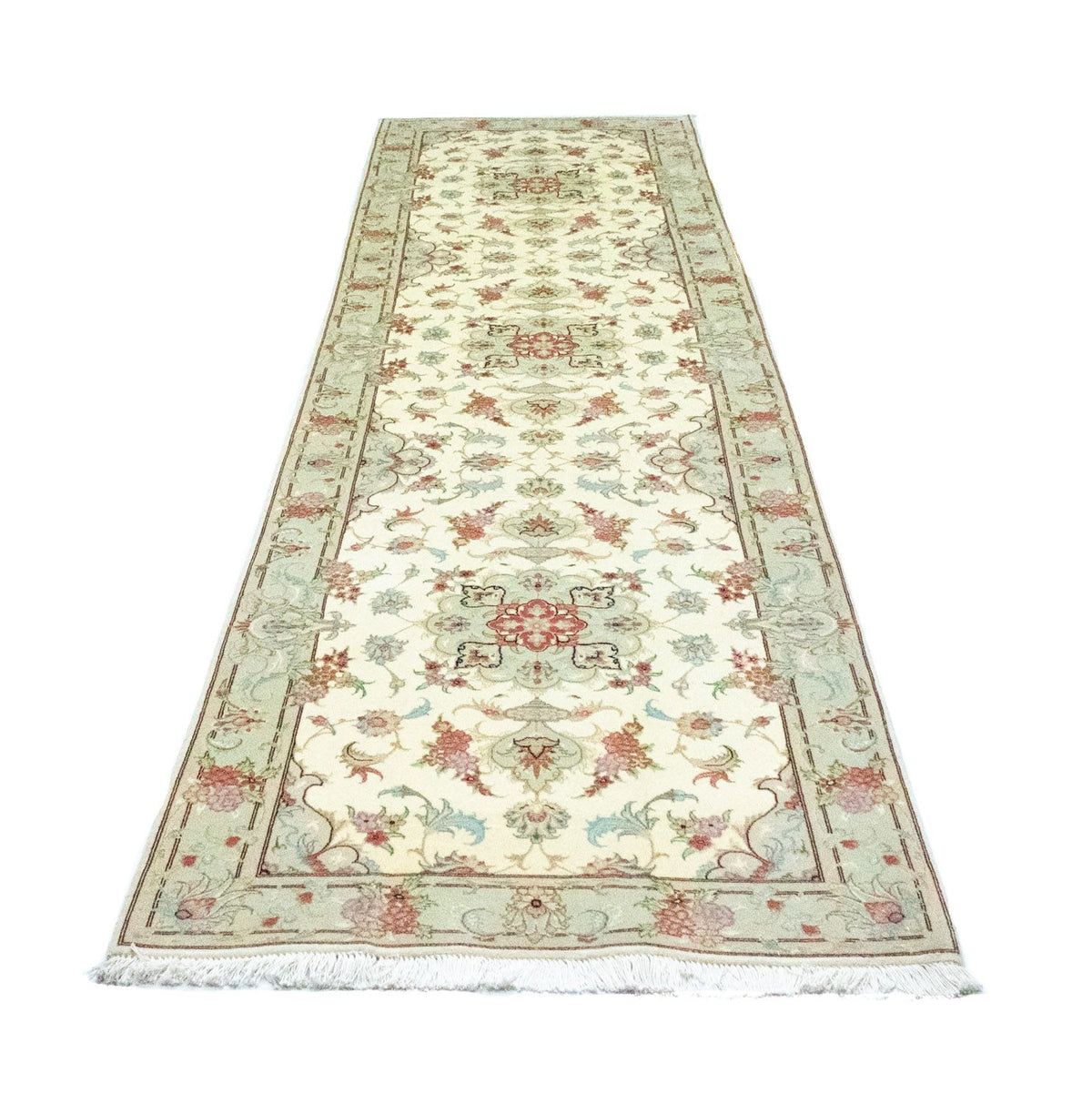 Løber Persisk tæppe - Tabriz - Royal - 338 x 89 cm - beige