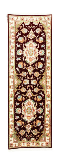 Løber Persisk tæppe - Tabriz - Royal - 227 x 76 cm - mørkerød