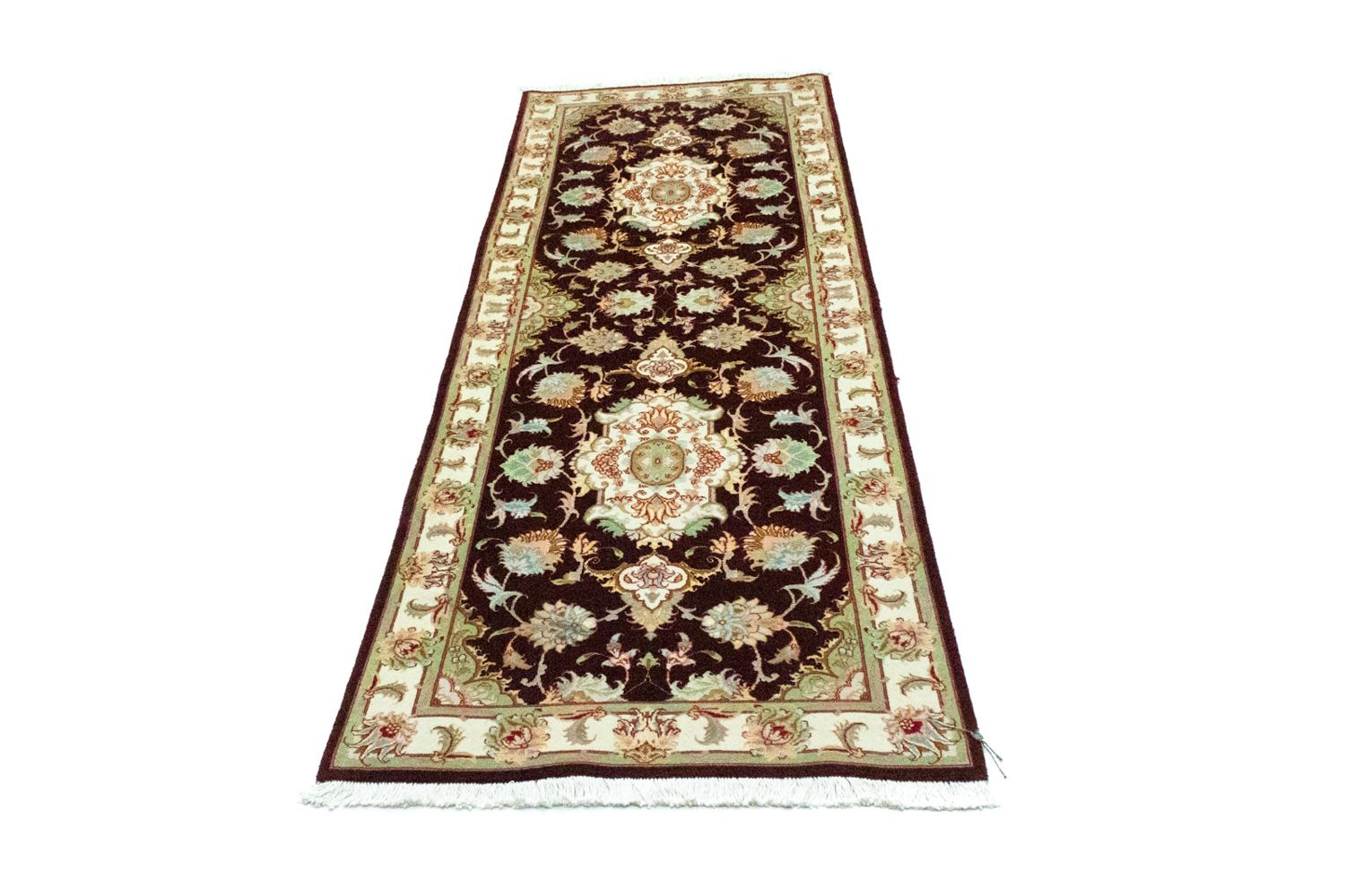 Løber Persisk tæppe - Tabriz - Royal - 227 x 76 cm - mørkerød