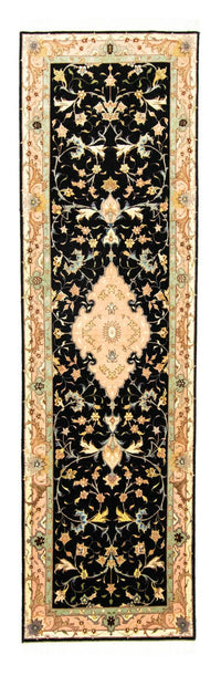 Løber Persisk tæppe - Tabriz - Royal - 294 x 85 cm - sort