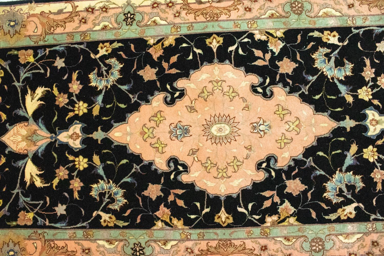 Løber Persisk tæppe - Tabriz - Royal - 294 x 85 cm - sort