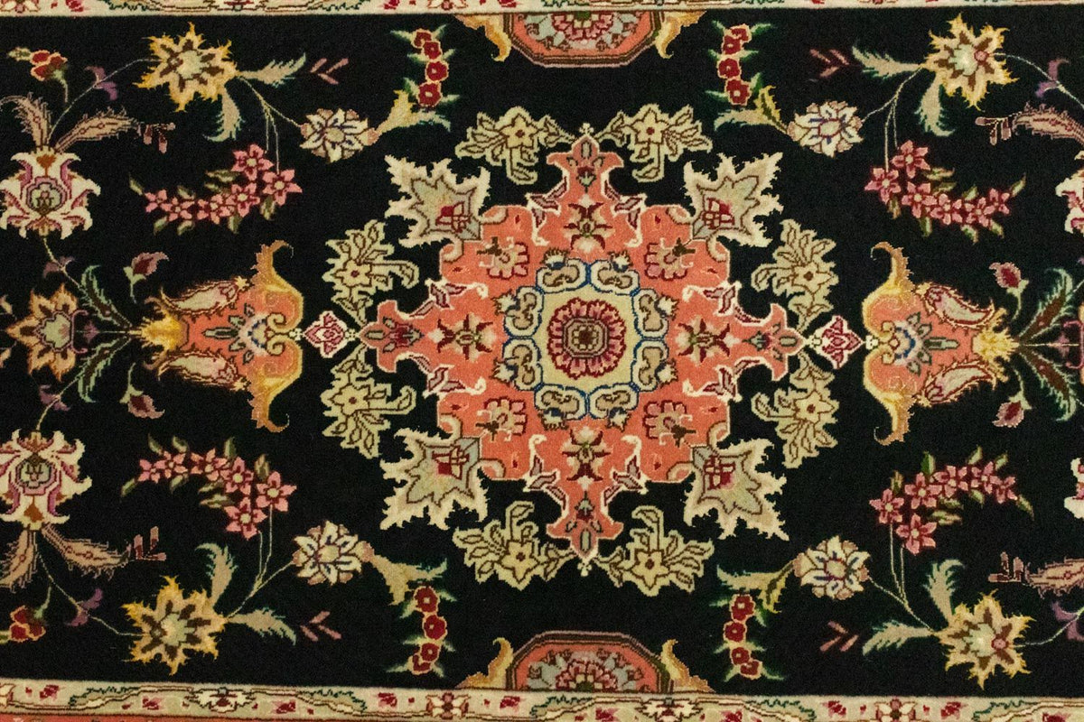Løber Persisk tæppe - Tabriz - Royal - 215 x 83 cm - sort