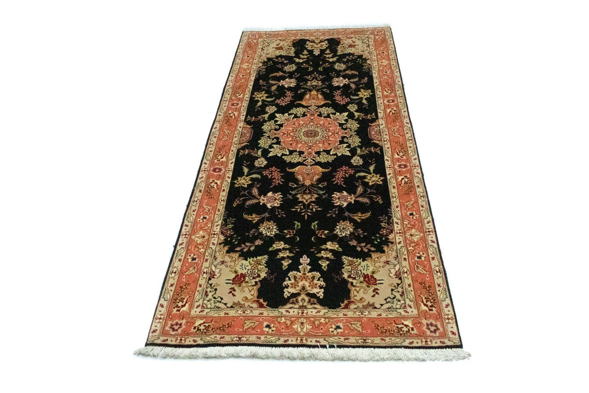 Løber Persisk tæppe - Tabriz - Royal - 215 x 83 cm - sort