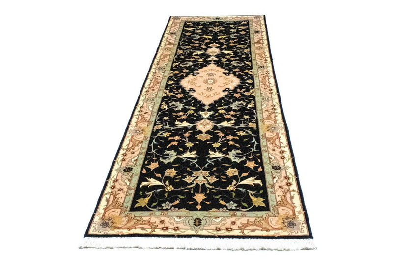 Løber Persisk tæppe - Tabriz - Royal - 290 x 84 cm - sort