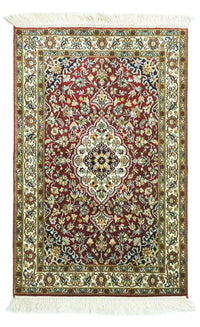 Silketæppe - Kashmir Silk - 95 x 63 cm - rød