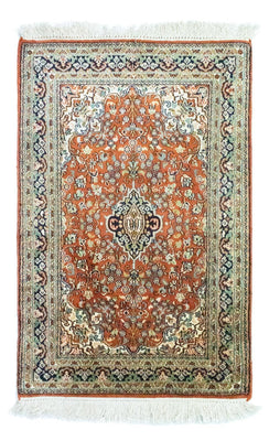 Silketæppe - Kashmir Silk - 94 x 63 cm - rust