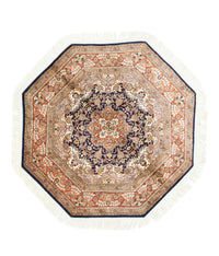 Silketæppe - Kashmir Silk særlig form  - 127 x 125 cm - blå