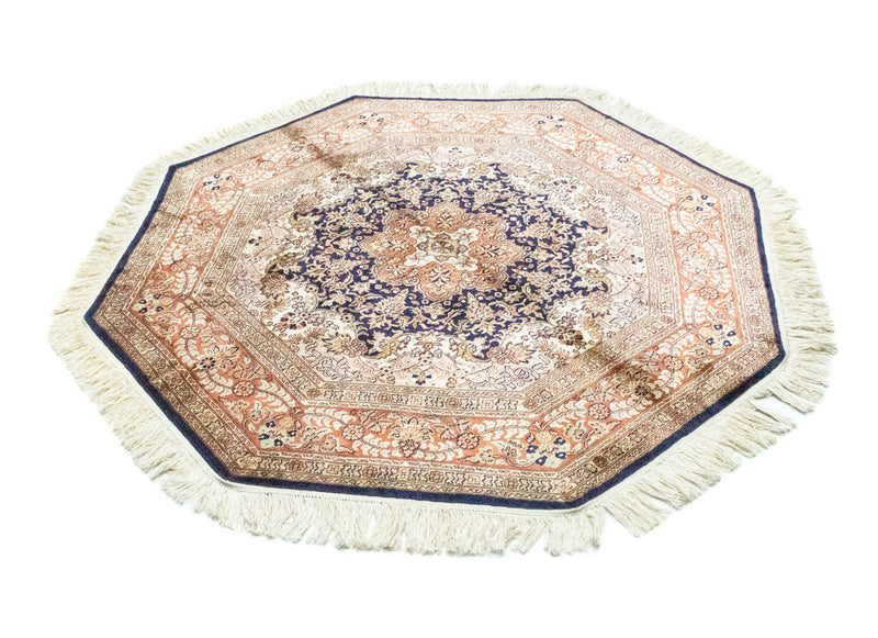 Silketæppe - Kashmir Silk særlig form  - 127 x 125 cm - blå