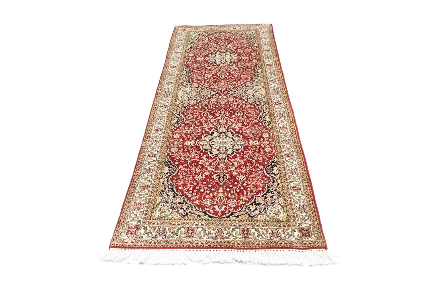 Løber Silketæppe - Kashmir Silk - 237 x 80 cm - rød