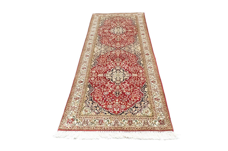 Løber Silketæppe - Kashmir Silk - 237 x 80 cm - rød