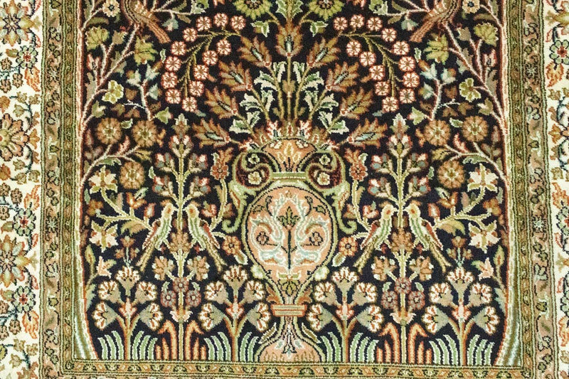 Silketæppe - Kashmir Silk - 156 x 95 cm - blå