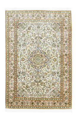 Silketæppe - Kashmir Silk - 183 x 125 cm - beige