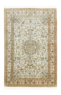 Silketæppe - Kashmir Silk - 183 x 125 cm - beige