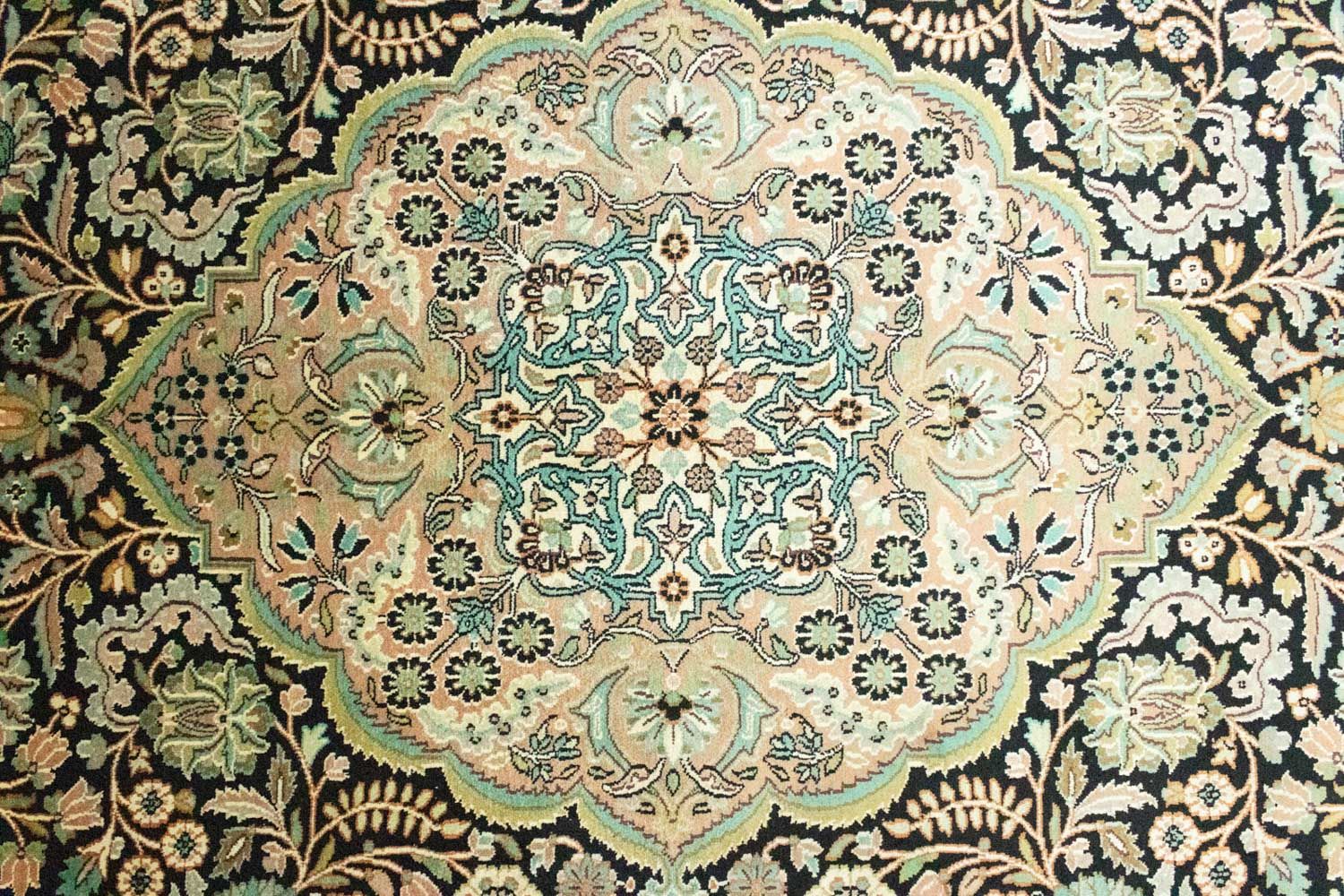 Silketæppe - Kashmir Silk - 311 x 213 cm - blå