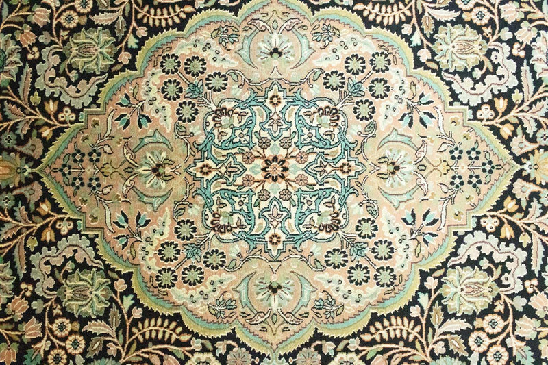 Silketæppe - Kashmir Silk - 311 x 213 cm - blå