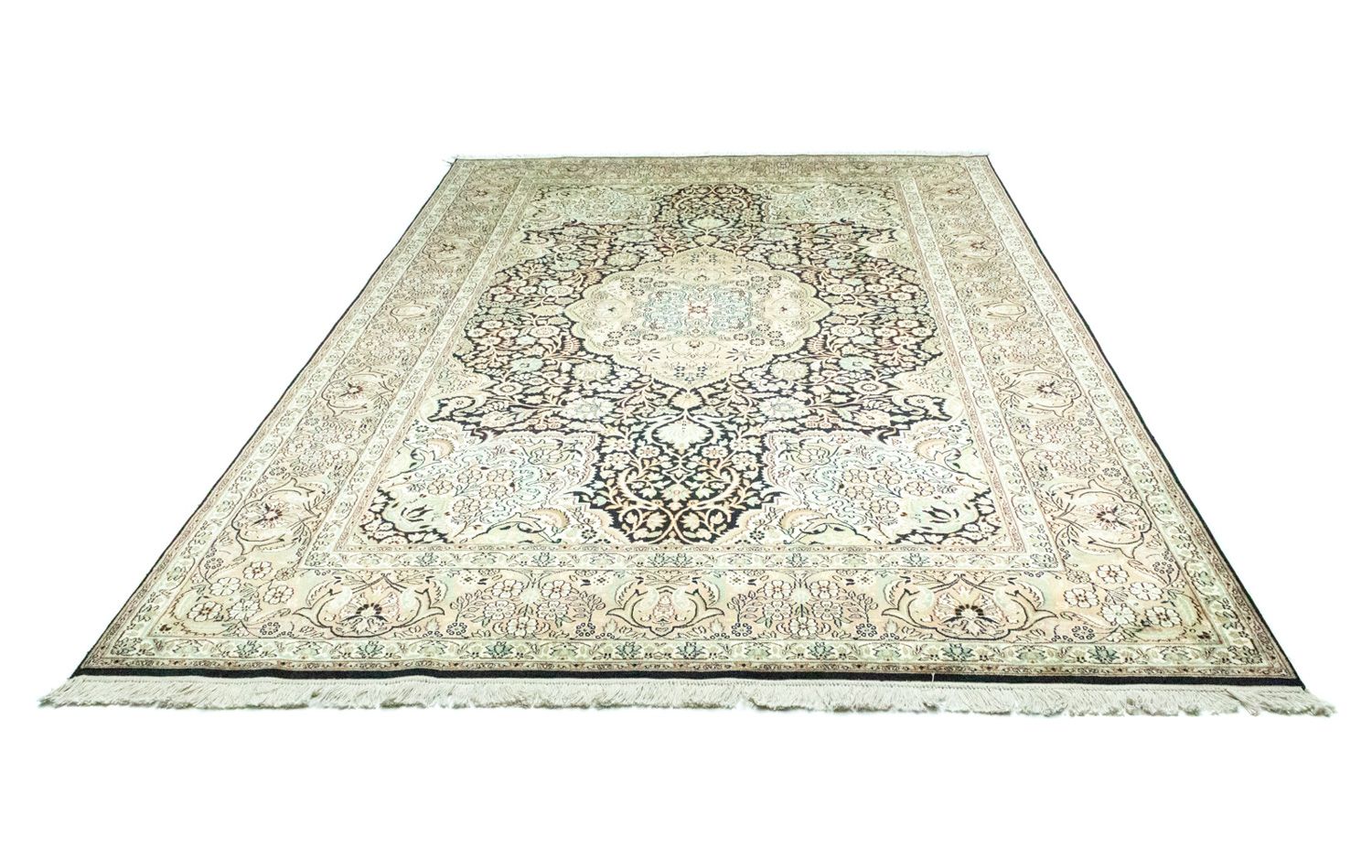 Silketæppe - Kashmir Silk - 311 x 213 cm - blå