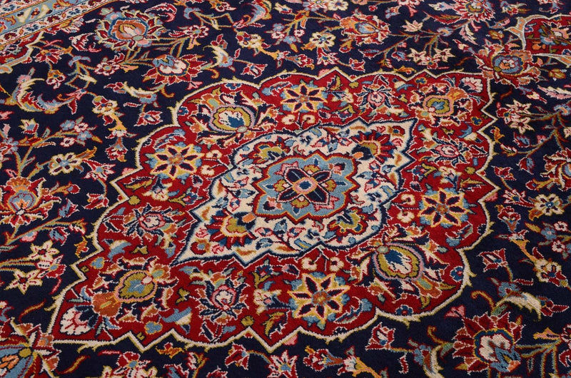 Persisk tæppe - Keshan - 368 x 246 cm - blå