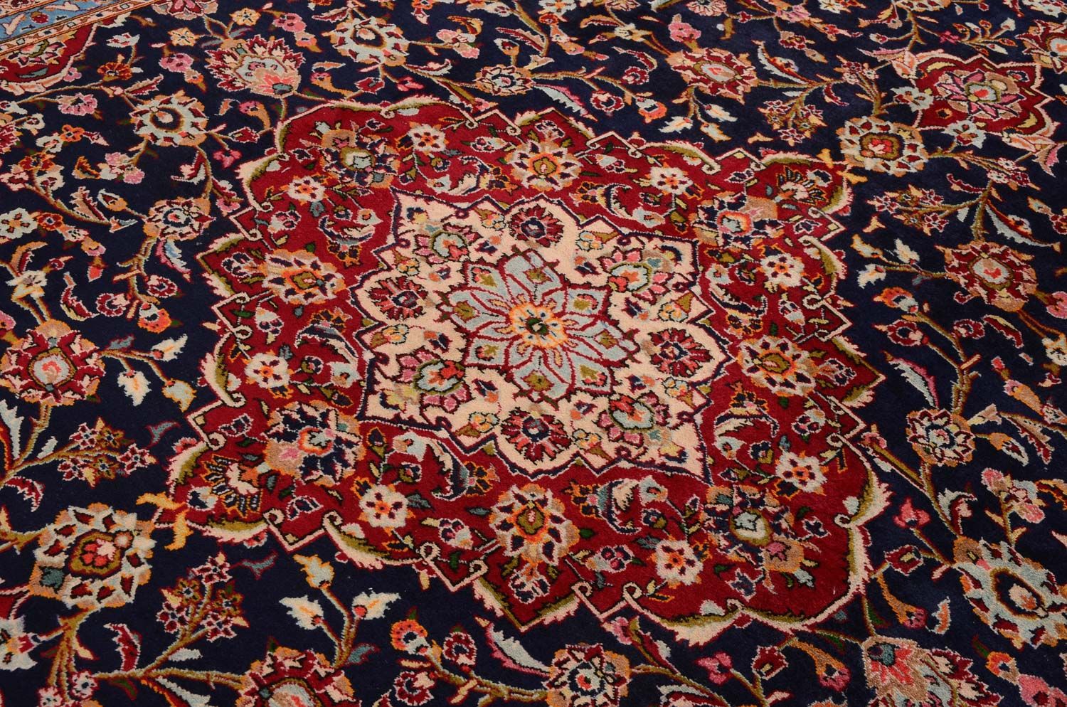 Persisk tæppe - Keshan - 403 x 290 cm - blå