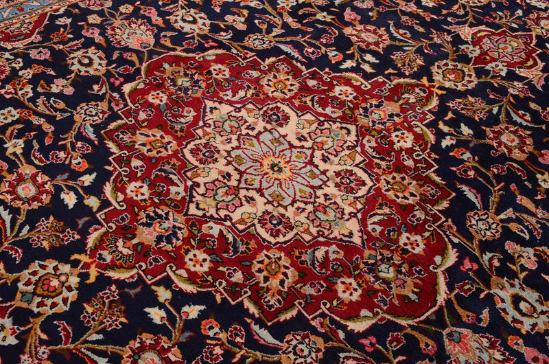 Persisk tæppe - Keshan - 403 x 290 cm - blå