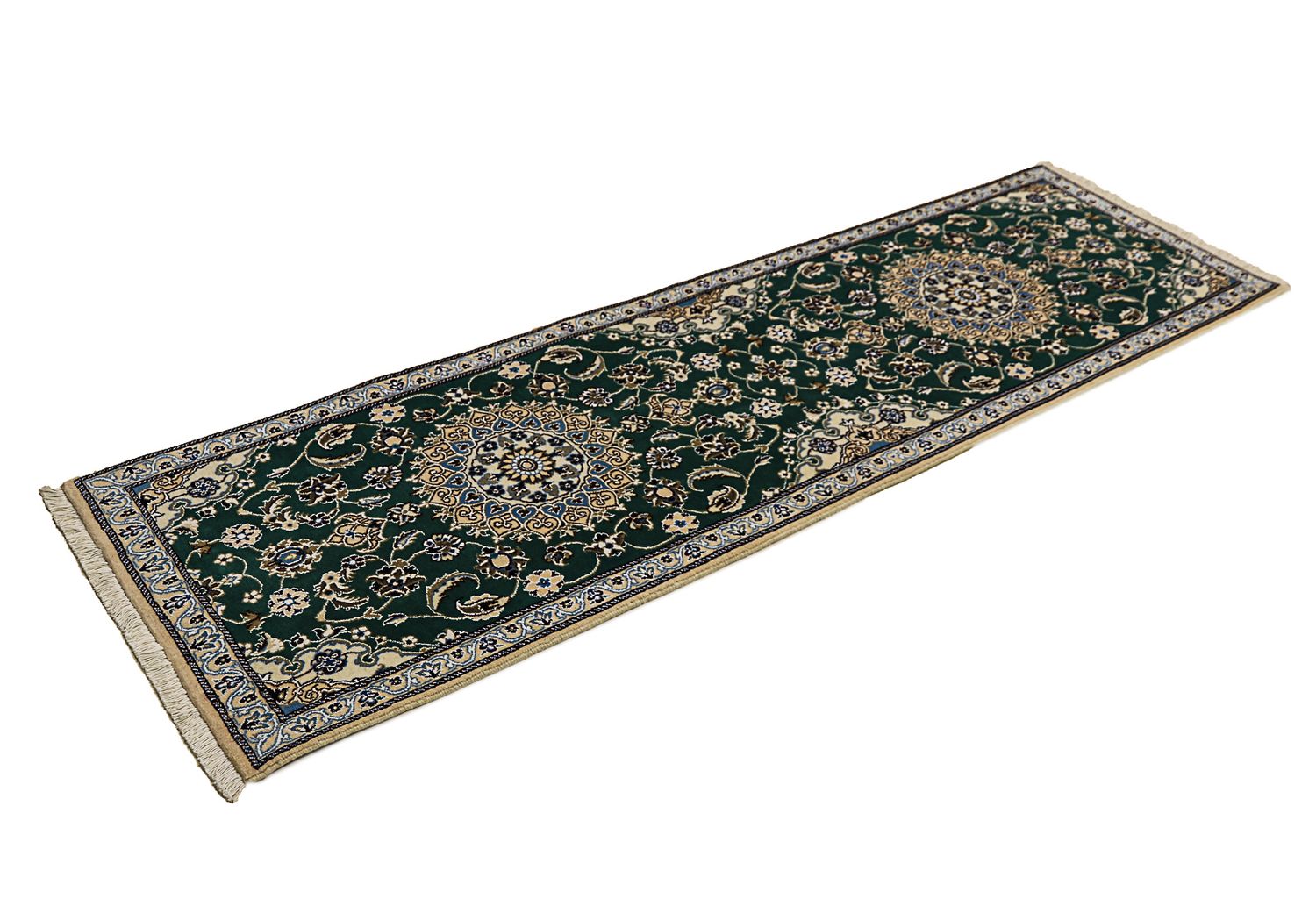 Løber Persisk tæppe - Nain - Royal - 200 x 60 cm - mørkegrøn