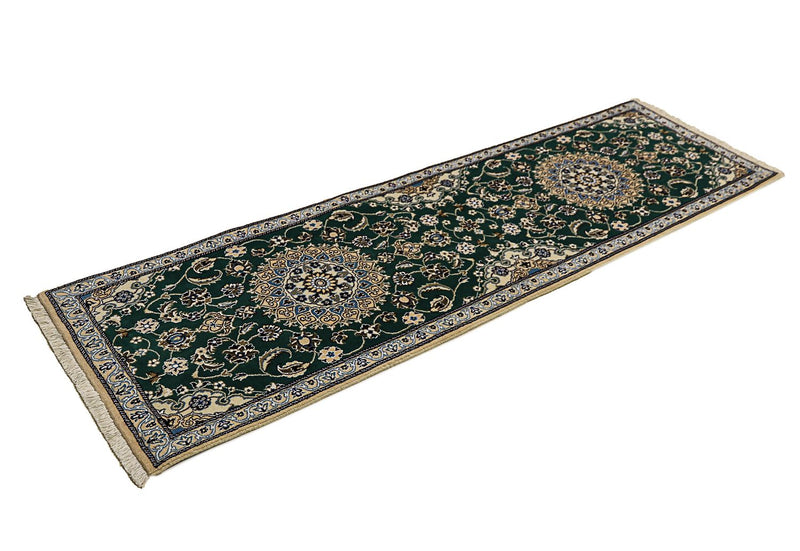 Løber Persisk tæppe - Nain - Royal - 200 x 60 cm - mørkegrøn