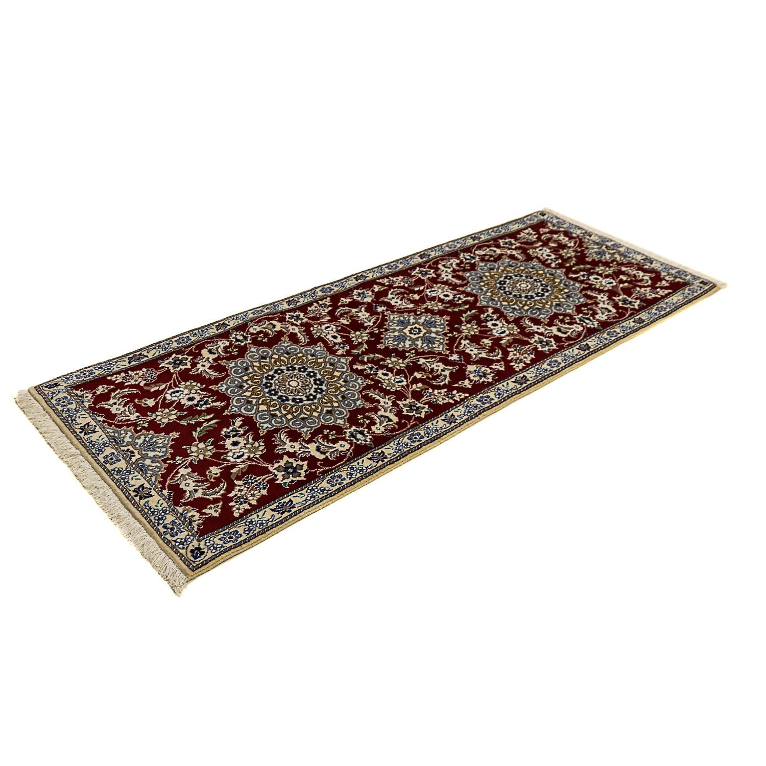 Løber Persisk tæppe - Nain - Royal - 203 x 81 cm - mørkerød