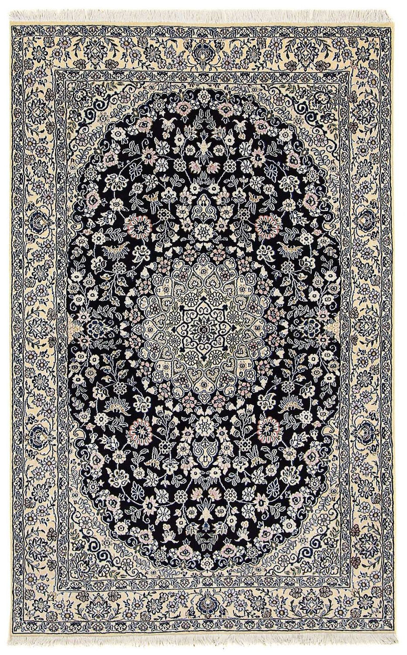 Persisk tæppe - Nain - Royal - 204 x 128 cm - mørkeblå