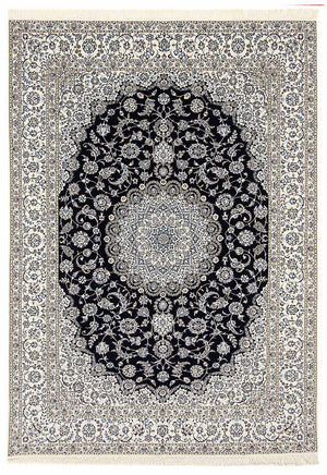 Persisk tæppe - Nain - Premium - 360 x 250 cm - mørkeblå