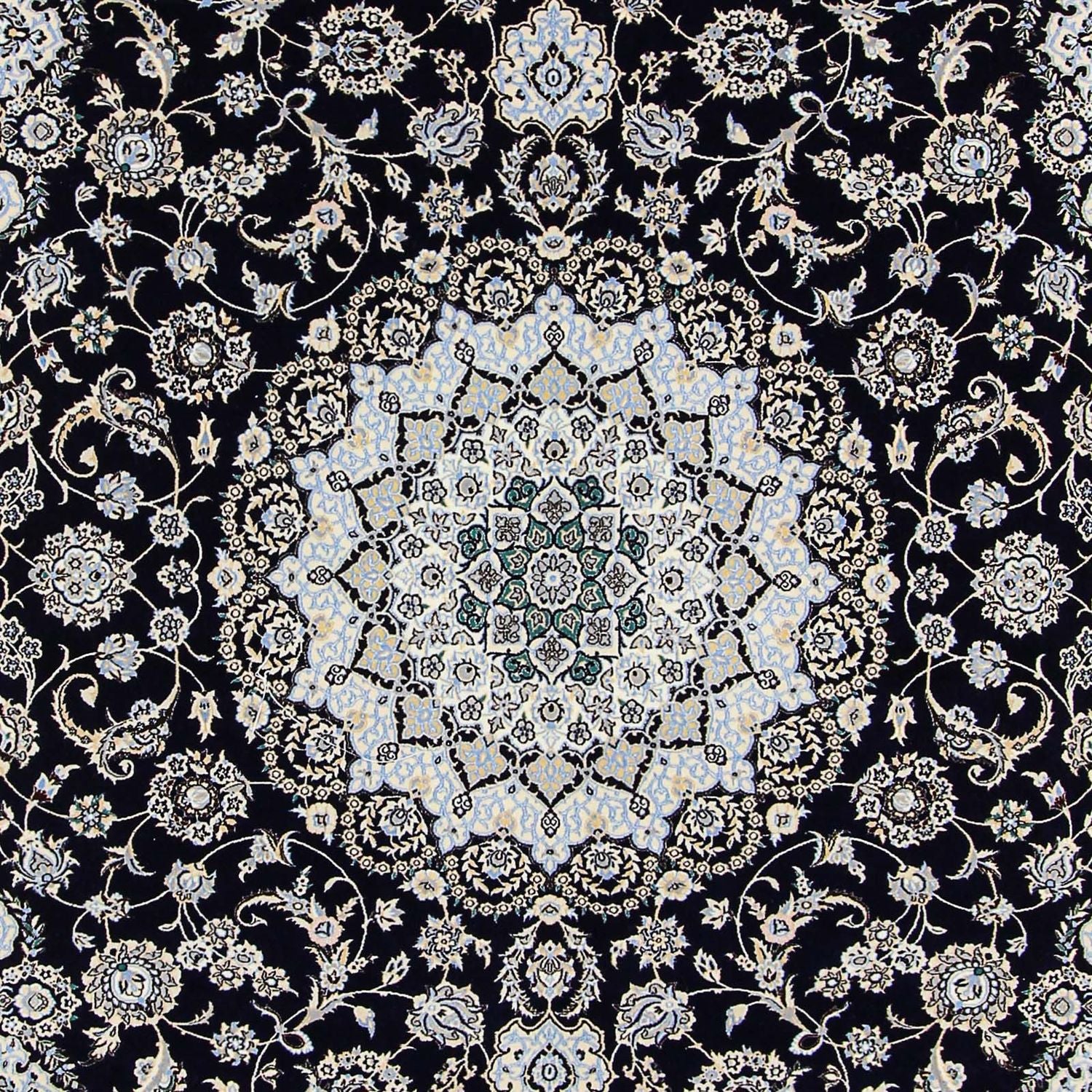 Persisk tæppe - Nain - Premium - 358 x 254 cm - mørkeblå