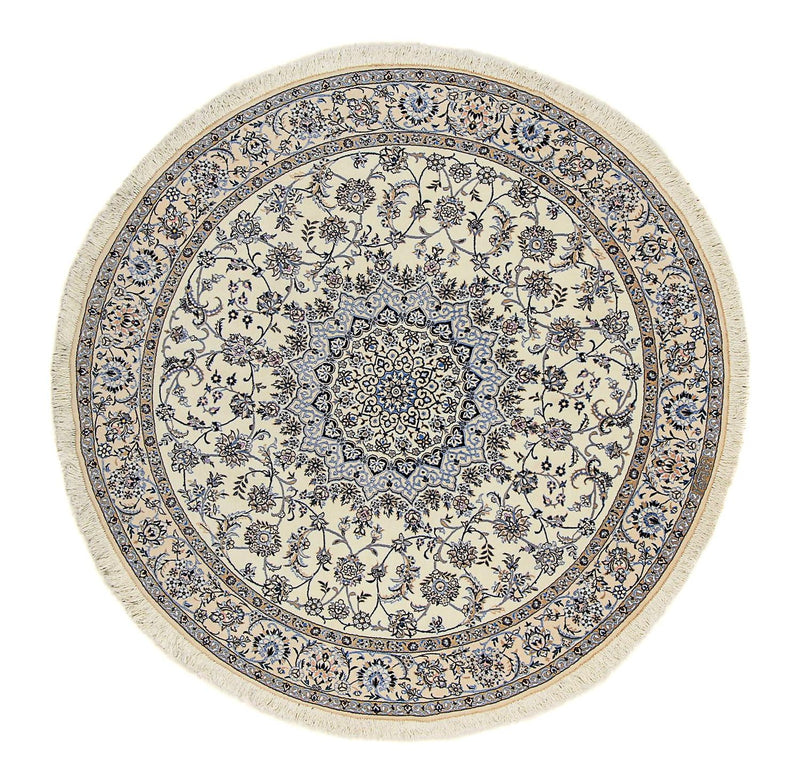 Persisk tæppe - Nain - Premium rundt  - 200 x 200 cm - beige
