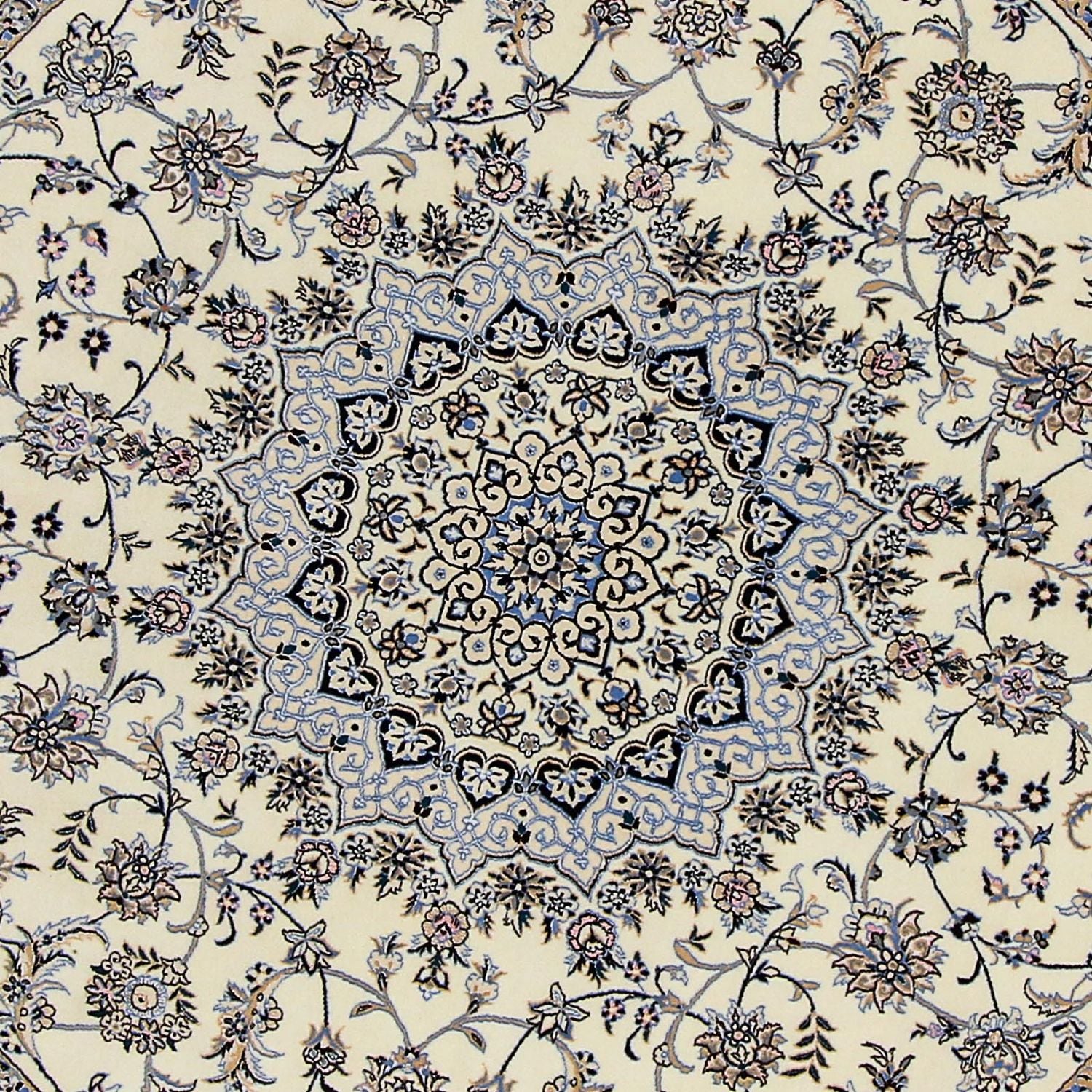 Persisk tæppe - Nain - Premium rundt  - 200 x 200 cm - beige