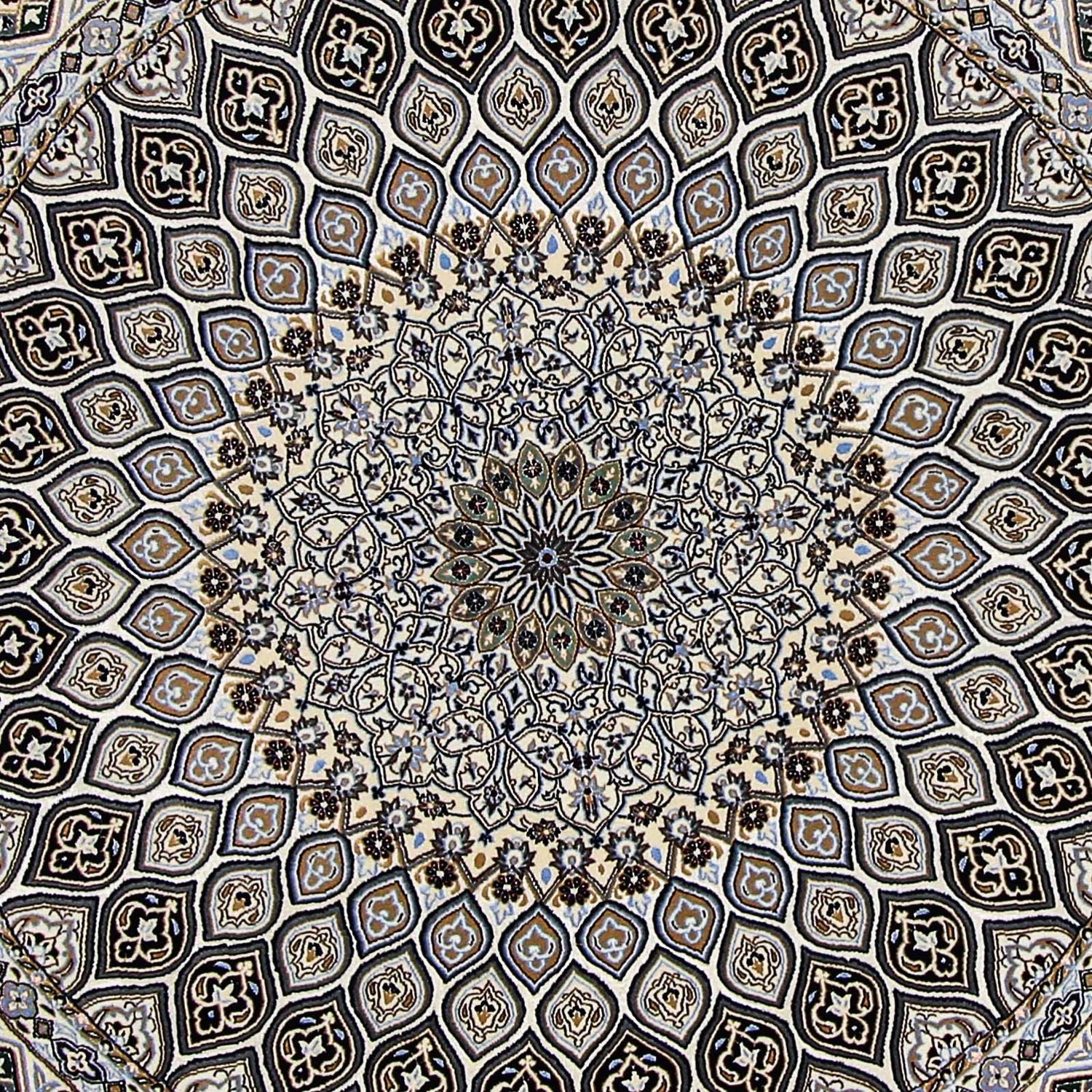 Persisk tæppe - Nain - Premium rundt  - 200 x 200 cm - beige
