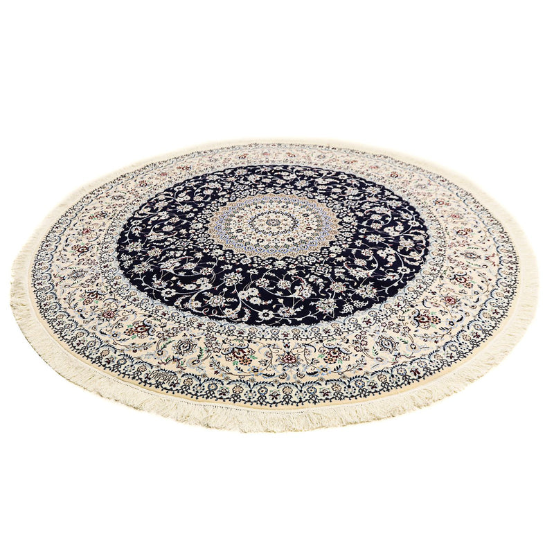 Persisk tæppe - Nain - Premium rundt  - 250 x 250 cm - mørkeblå