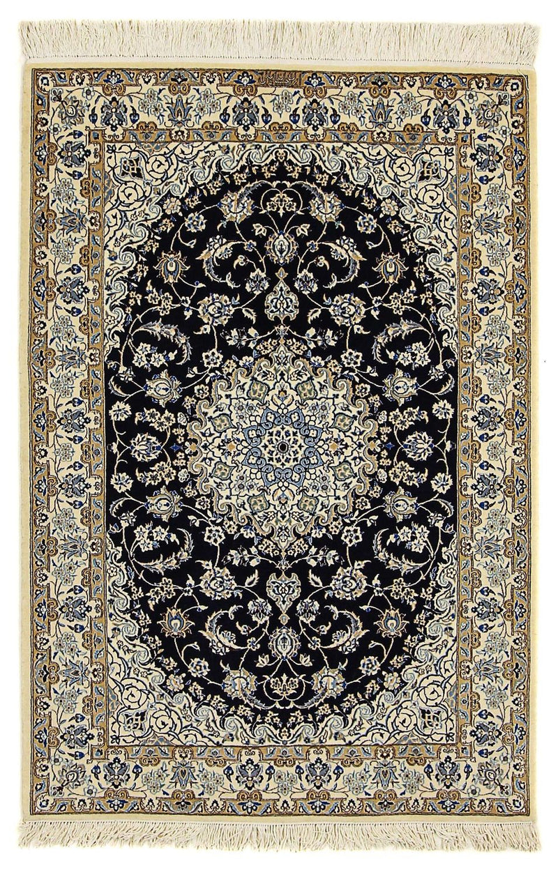 Persisk tæppe - Nain - Premium - 155 x 108 cm - mørkeblå