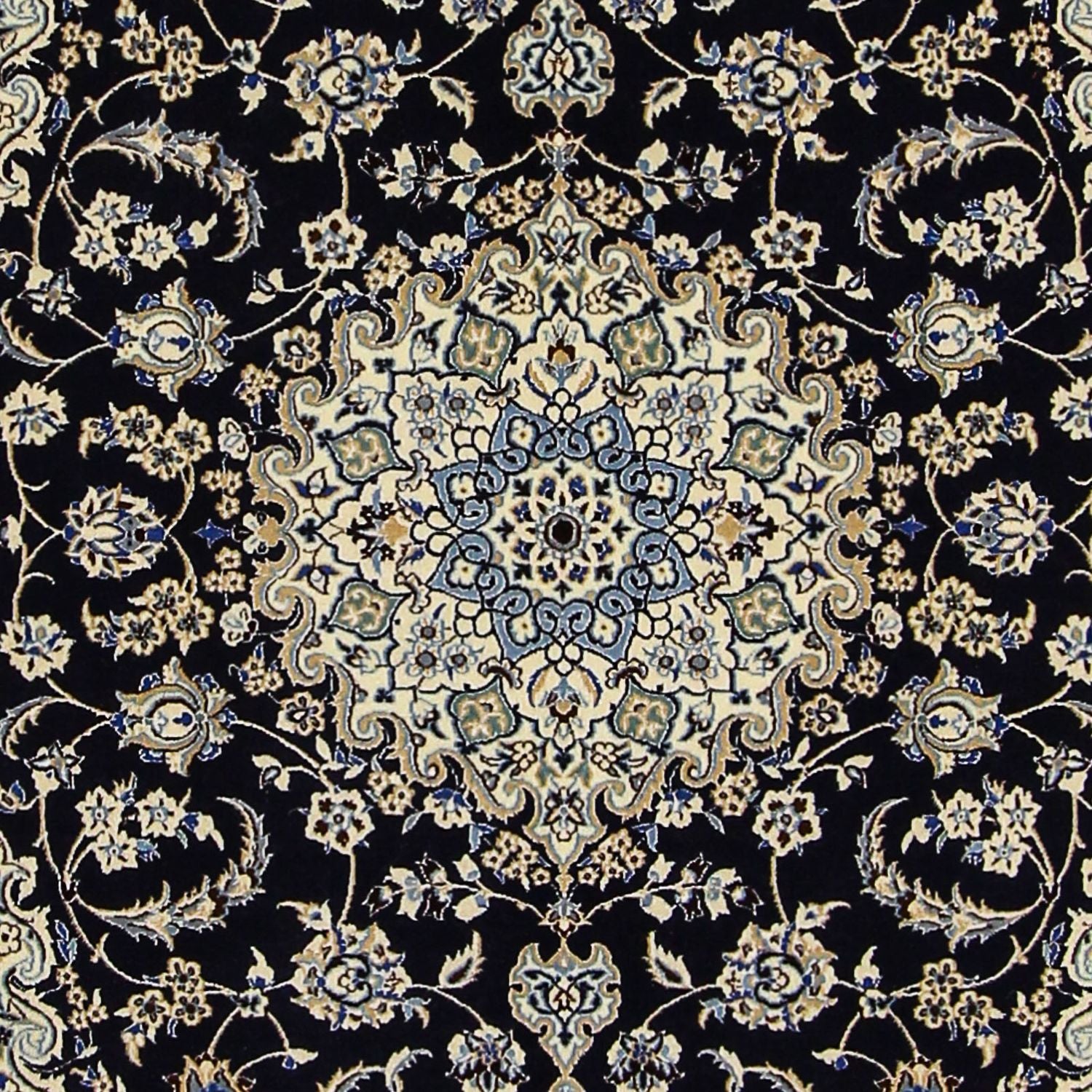 Persisk tæppe - Nain - Premium - 155 x 108 cm - mørkeblå