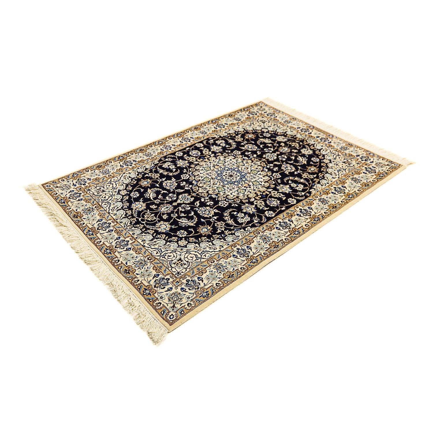 Persisk tæppe - Nain - Premium - 155 x 108 cm - mørkeblå