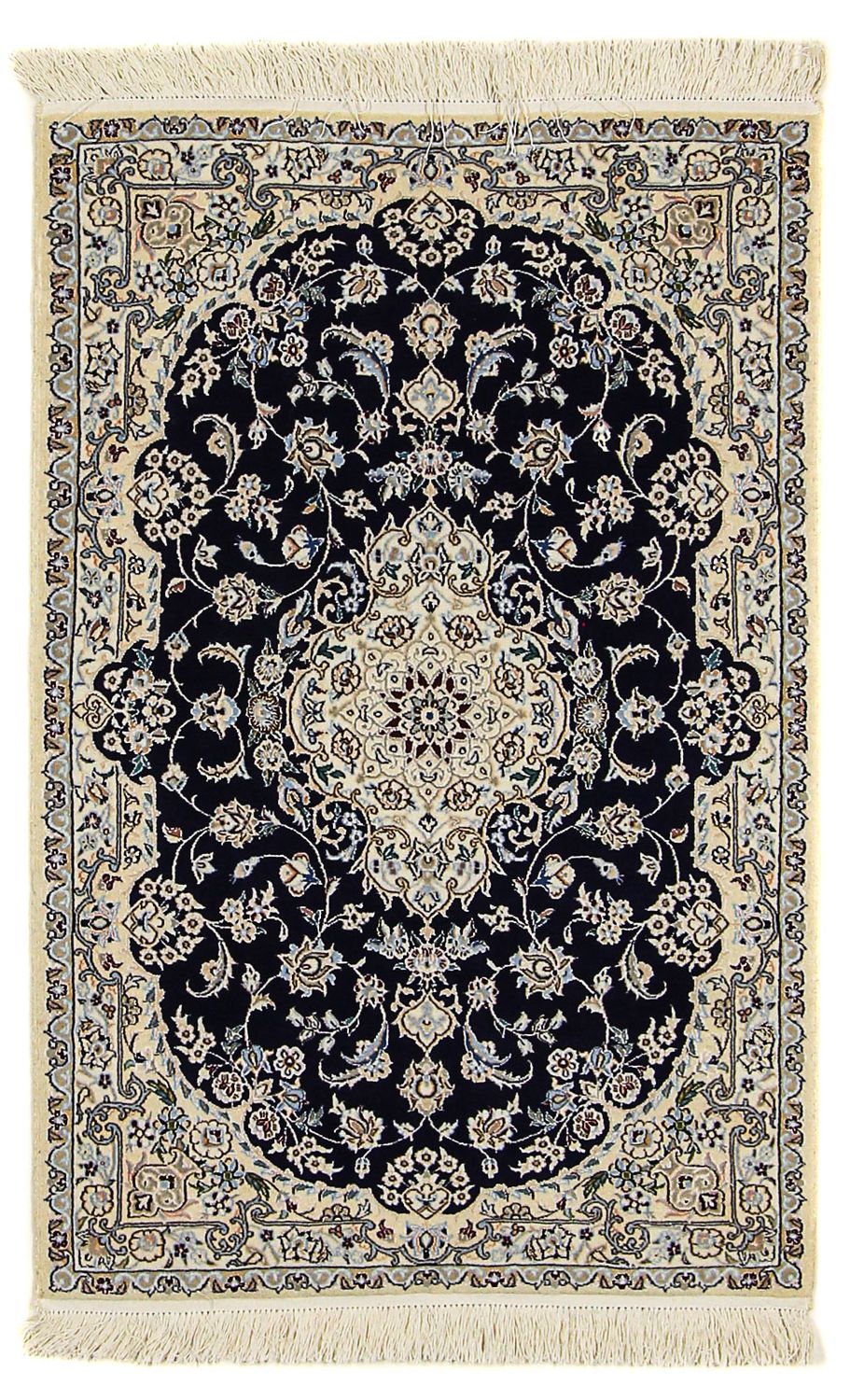 Persisk tæppe - Nain - Premium - 123 x 80 cm - mørkeblå
