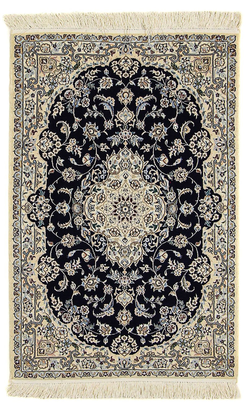 Persisk tæppe - Nain - Premium - 123 x 80 cm - mørkeblå