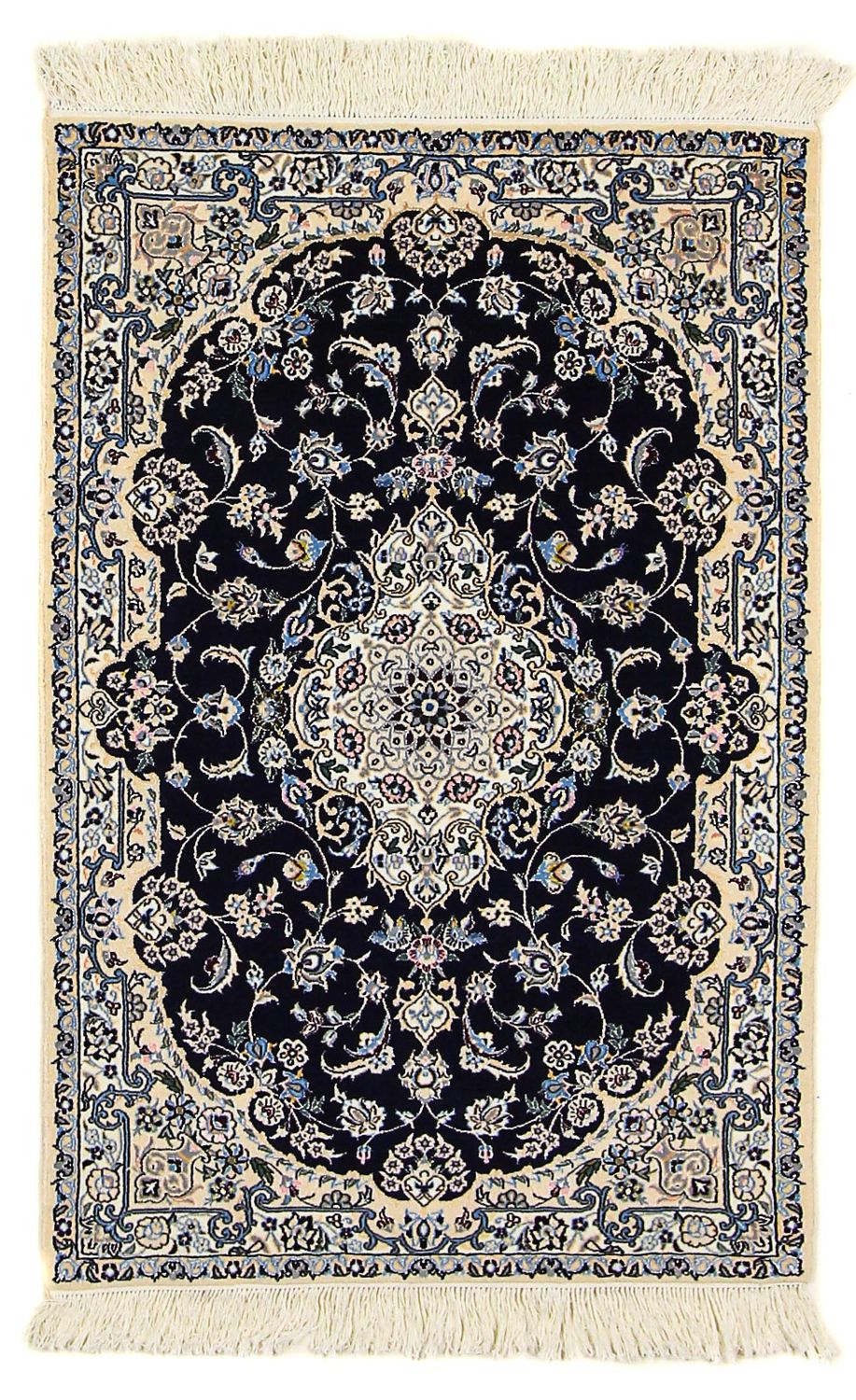 Persisk tæppe - Nain - Premium - 123 x 83 cm - mørkeblå