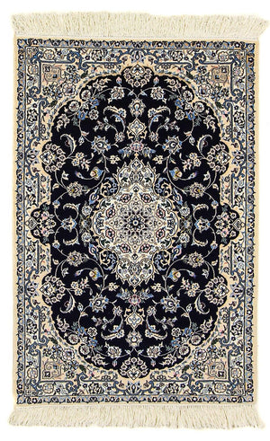 Persisk tæppe - Nain - Premium - 123 x 83 cm - mørkeblå
