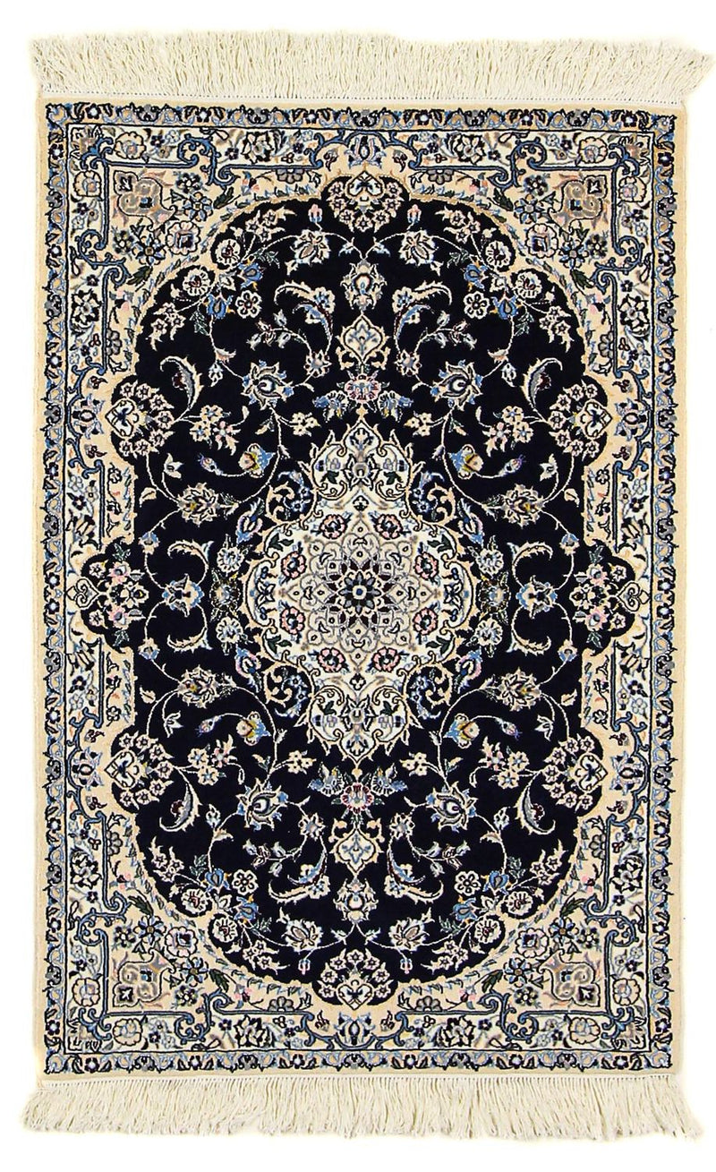 Persisk tæppe - Nain - Premium - 123 x 83 cm - mørkeblå