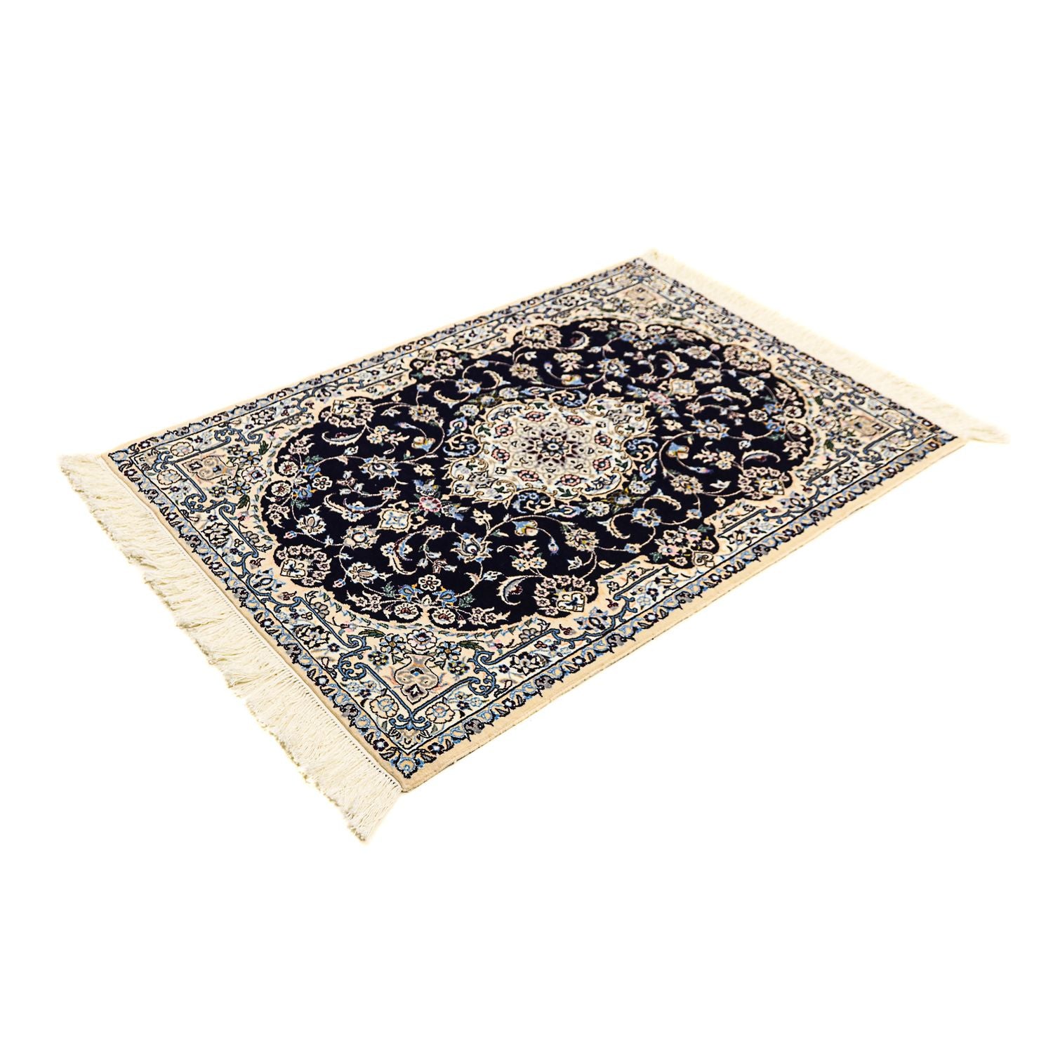 Persisk tæppe - Nain - Premium - 123 x 83 cm - mørkeblå