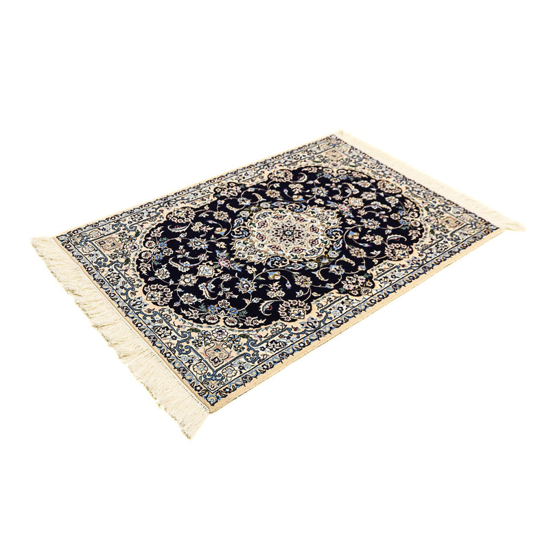 Persisk tæppe - Nain - Premium - 123 x 83 cm - mørkeblå