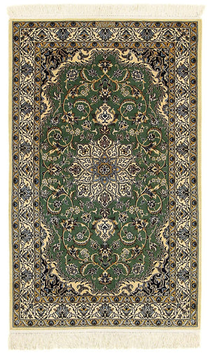 Persisk tæppe - Nain - Premium - 155 x 100 cm - mørkegrøn