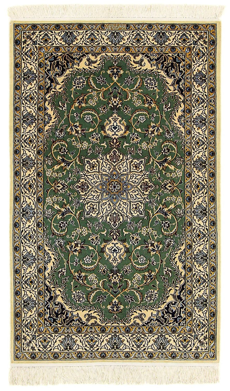 Persisk tæppe - Nain - Premium - 155 x 100 cm - mørkegrøn