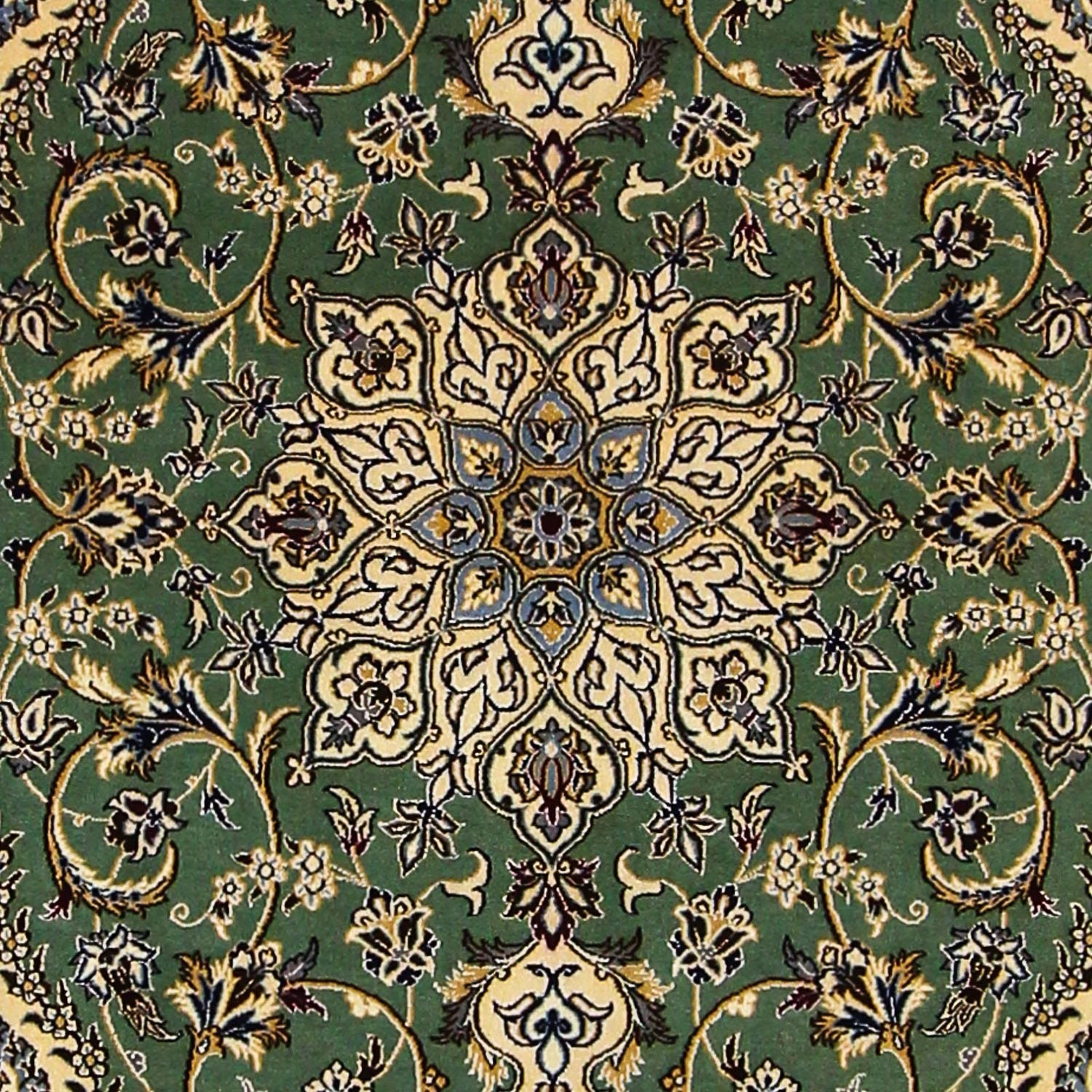 Persisk tæppe - Nain - Premium - 155 x 100 cm - mørkegrøn