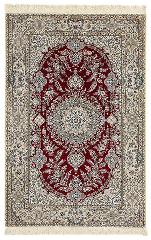 Persisk tæppe - Nain - Premium - 197 x 128 cm - mørkerød