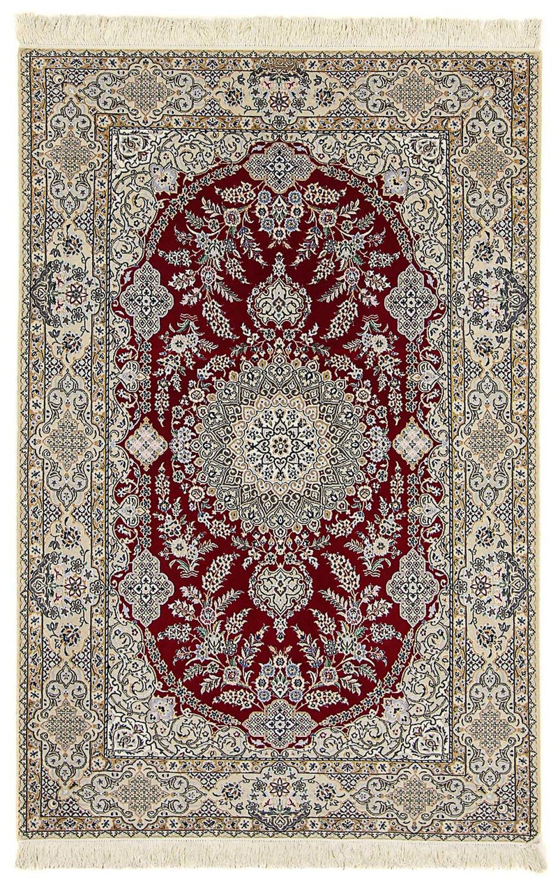 Persisk tæppe - Nain - Premium - 197 x 128 cm - mørkerød