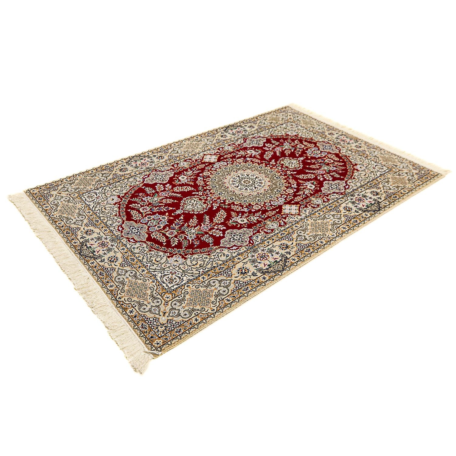 Persisk tæppe - Nain - Premium - 197 x 128 cm - mørkerød