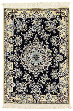 Persisk tæppe - Nain - Premium - 140 x 100 cm - mørkeblå